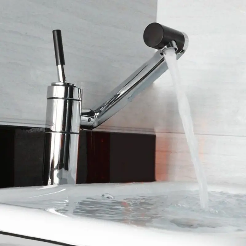 

Luxury Deck Mounted Bathroom Kitchen Faucet Waterfall Polished Chrome Finished 360 Swivel Tap Mixer Basin Sink Faucets