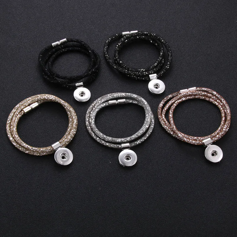 

2019 New Snap Jewelry 18mm Leather Snap Bracelet Creative Magnet Exquisite Snap Button Bracelet Bangles for Women Snaps Jewelry