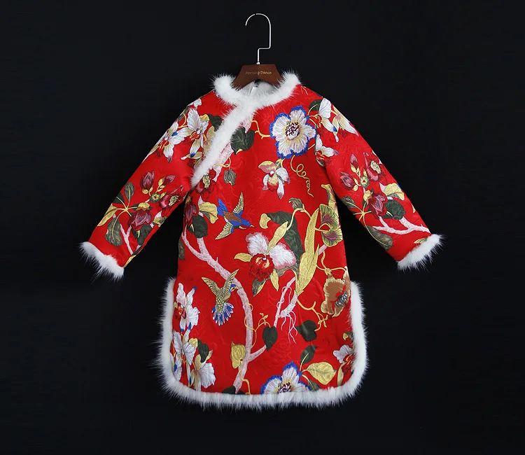 RED QUILTED LINING Зимние женские с длинными рукавами платье без рукавов Мать и дочка одежда для малышей Одежда для девочек вечернее жаккардовое платье семейной одежды - Цвет: RED QUILTED LINING