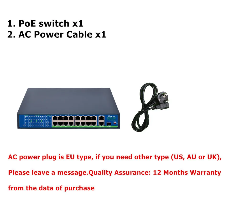48V 16 Порты коммутатор питания через ethernet локальная сеть с IEEE 802,3 af/at RJ45 Порты Профессиональный сетевой коммутатор 10/100 Мбит/с POE 12V камеры
