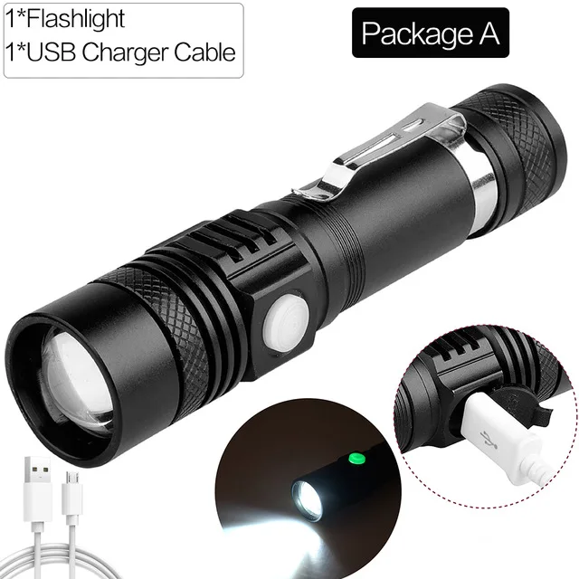Package A 3000 Lums светодиодный светильник-вспышка USB linterna светодиодный фонарь ультра яркий T6/L2/V6 lanterna мощный велосипедный светильник с подзарядкой 18650 - Испускаемый цвет: Package A