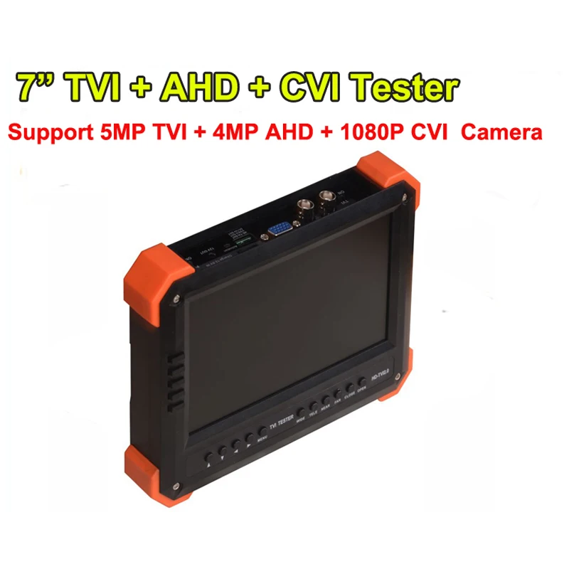 TVI+AHD+CVI HD CCTV Test Monitor with 7" LCD, TVI 5MP, AHD 4MP, CVI