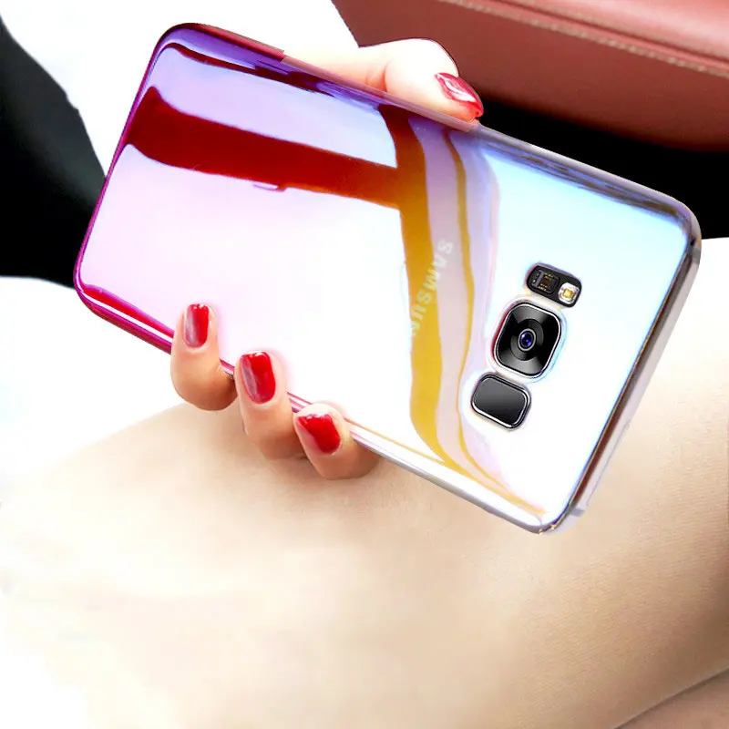 

For Samsung Galaxy Note 8 9 S7 Edge S9 S8 S10 e Plus Electroplating Gradient Ultra-thin Cover All-inclusive Hard Shell PC Case