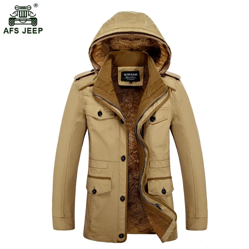 Men's Fur Lined Jacket Thick Long Warm Winter Fit Hooded Coat Overcoat