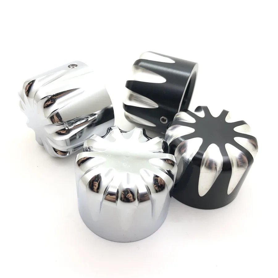 

For Harley Davidson Softail Touring Dyna Fatboy Wide Glide Fat Bob 2PCS Black/Chrome Motorcycle Front Axle Nut Bolt Cover Cap