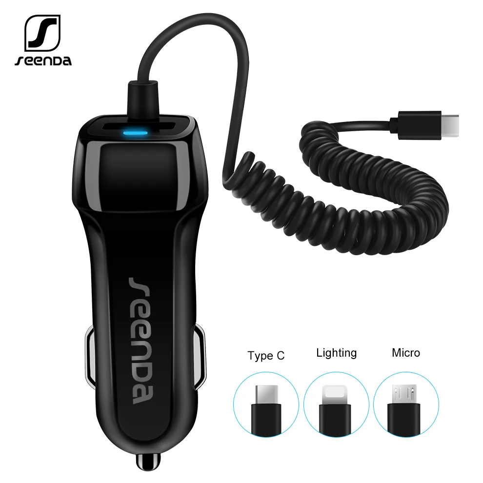 SeenDa Universal Car Charger with Cable Cellphone USB Fast Charger For Samsung S9 S8 Plus S6 S7 Edge Plus For iPhone 6 6s 7 8 SeenDa Universal Car Charger with Cable Cellphone USB Fast Charger For Samsung S9 S8 Plus S6 S7 Edge Plus For iPhone 6 6s 7 8
