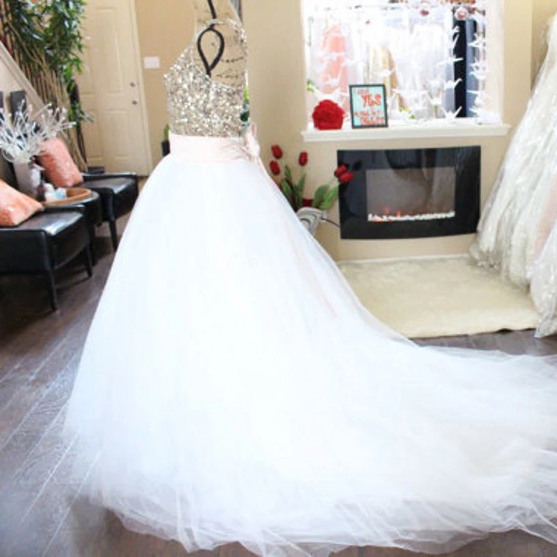 Ruban Style Tour Étage Blanc Line Tulle De Personnalisé Jupes Long Mariage Taille Jupe Train Un Plein Maxi Formelle Longueur ZqAgXAxIw