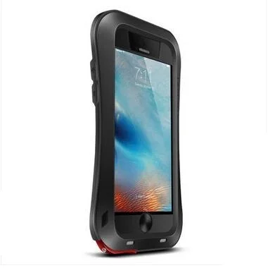 Мощный чехол Love Mei для Apple iphone 6/iphone 6 S 4," водонепроницаемый противоударный алюминиевый чехол+ закаленное стекло - Цвет: Черный