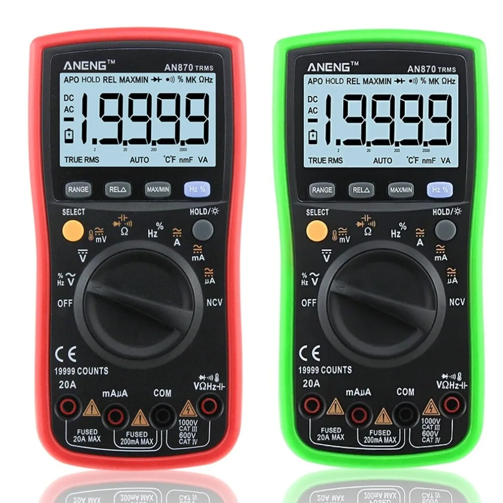 ANENG AN870 Цифровой мультиметр 19999 отсчетов True RMS AC/DC Вольт Ампер Ом Емкость Частота Температура бесконтактный Тестер Напряжения