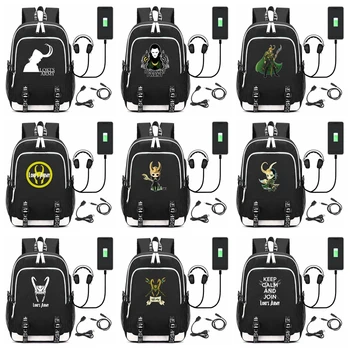 

New Supervillain Loki USB Laptop Backpack Unisex Black Travel Shoulder Bag Cartoon Teens School Bags Work Casual Bags Gift