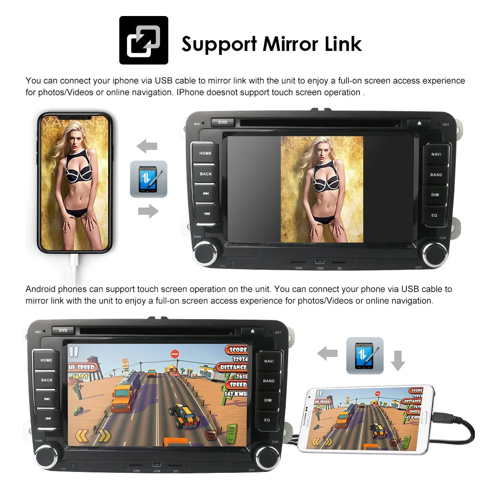 Excellent 2 Din 7" Car DVD GPS Navigation Quad Core Car Multimedia player for VW Polo Jetta Tiguan Passat Car Stereo Autoradio 4
