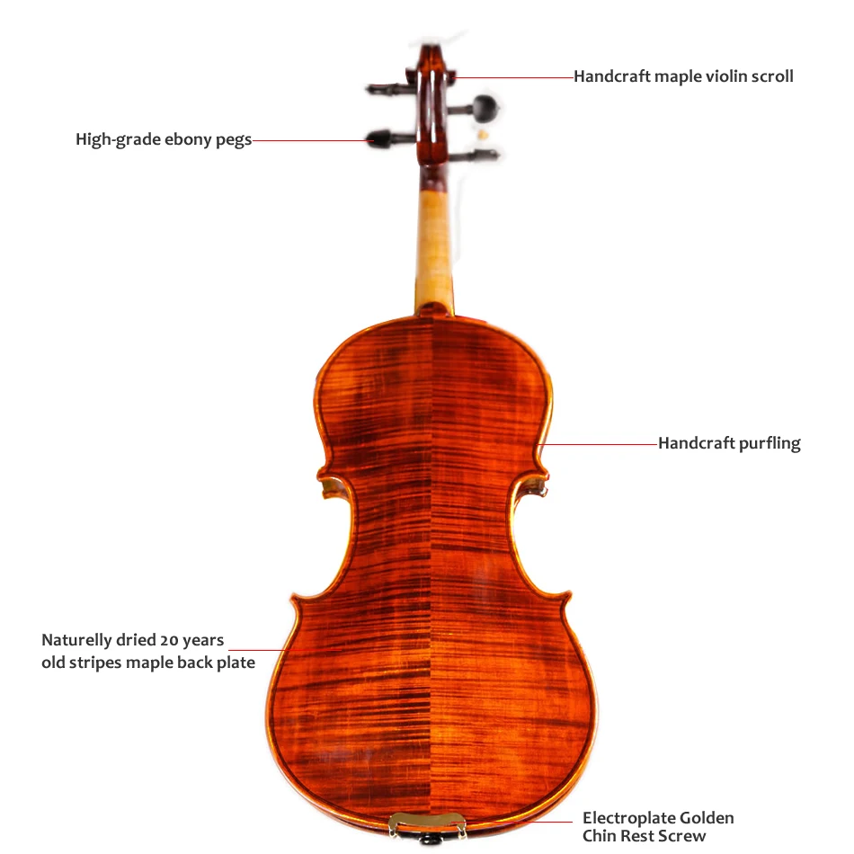 Высококлассная скрипка ручной работы 20 лет, натуральный сушеный полосатый клен, профессиональный спиртовый лак Violino tongling бренд