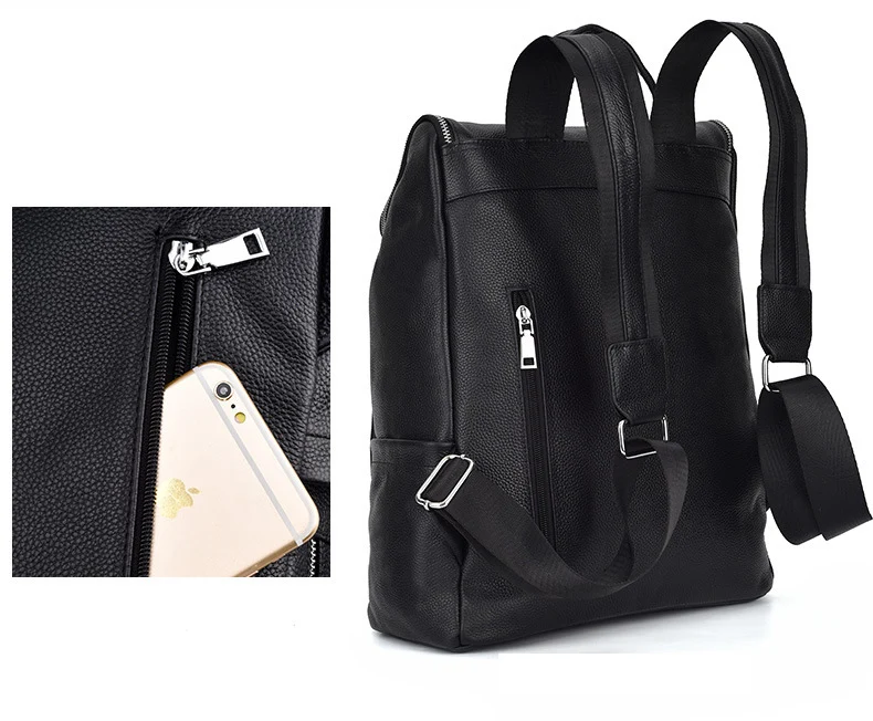 Мужской рюкзак из натуральной кожи в стиле ретро из натуральной коровьей кожи с большим карманом, открытый мужской рюкзак для ноутбука, рюкзак для бизнеса, черные сумки