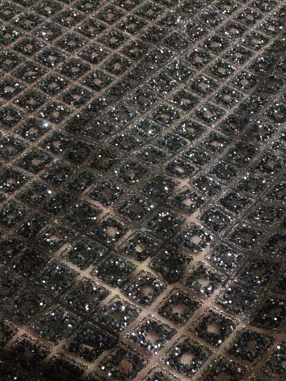 

black CiCi-42610-5 glitter Tulle Fabric Lace High Quality African glued glitter Lace fabric