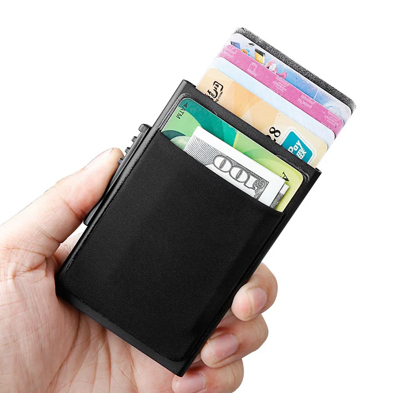 

Hot Card Case Credit Card Holder Metal Design with 3M Sticker Card Slots Large Capacity Wallet Men Business Gifts