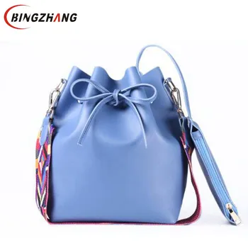

2020 Women bag with Colorful Strap Bucket Bag Women PU Leather Shoulder Bags Brand Designer Ladies Crossbody messenger Bags L8-2