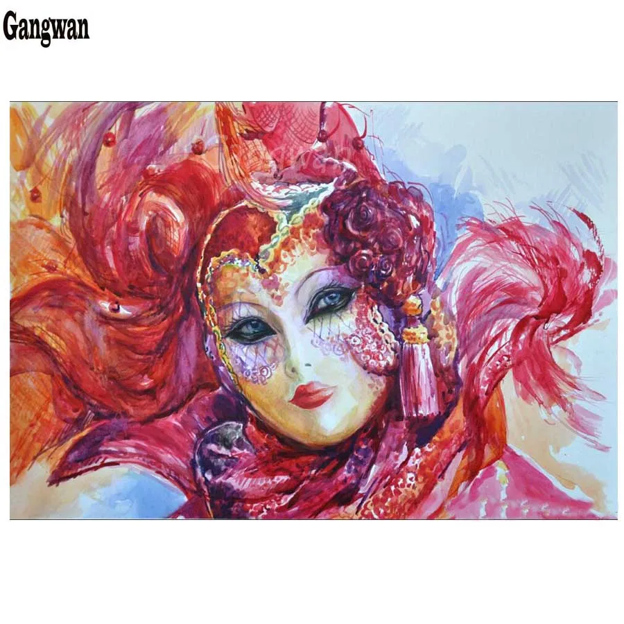 

diamond Painting watercolor "Venetian mask" pattern cross stitch 5d DIY diamond embroidery mosaic full square round drill woman