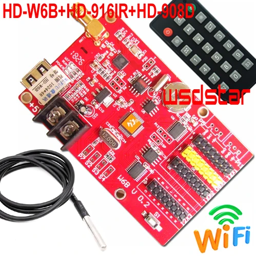 HD-W6B+ HD-916IR+ HD-908D Температура Сенсор USB+ WI-FI одинарными и двойными Цвет P10 светодиодный дисплей контрольной карты Лидер продаж TF-A6UW Лидер продаж