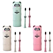 1 компл. детская зубная щетка пшеничной соломы с рисунком панды для маленьких детей для ухода за зубами