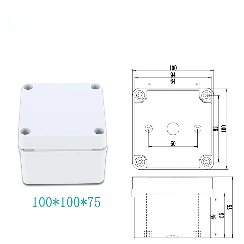 100x100x75 ABS Пластик IP67 Водонепроницаемый распределительная коробка DIY открытый распределительная коробка ответвительная коробка кабеля - Цвет: 100x100x75