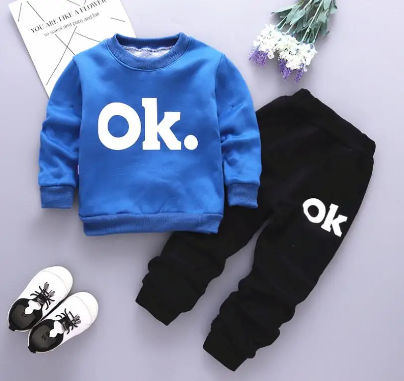 

Children Winter Letter Baby Boys Clothing Sets Thick Jacket Sweatshirt Pant 2psc Girls Sports Suit Casual Outfit Baby Kid Clothi