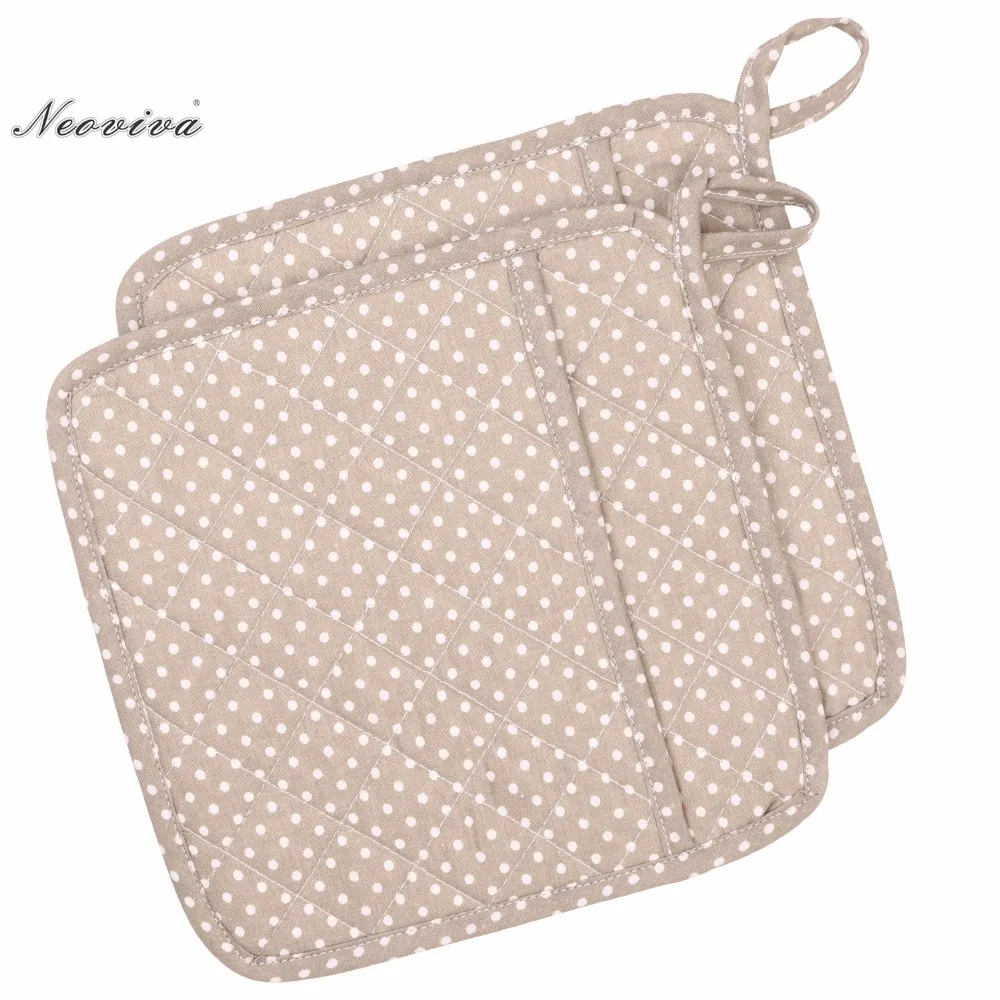 

Neoviva Cotton Quilting Kitchen Mat for Hot Pot, Set of 2, Polka Dots Sugar Brown Table-mat Dining Table Cloth Napkin Mug Coast