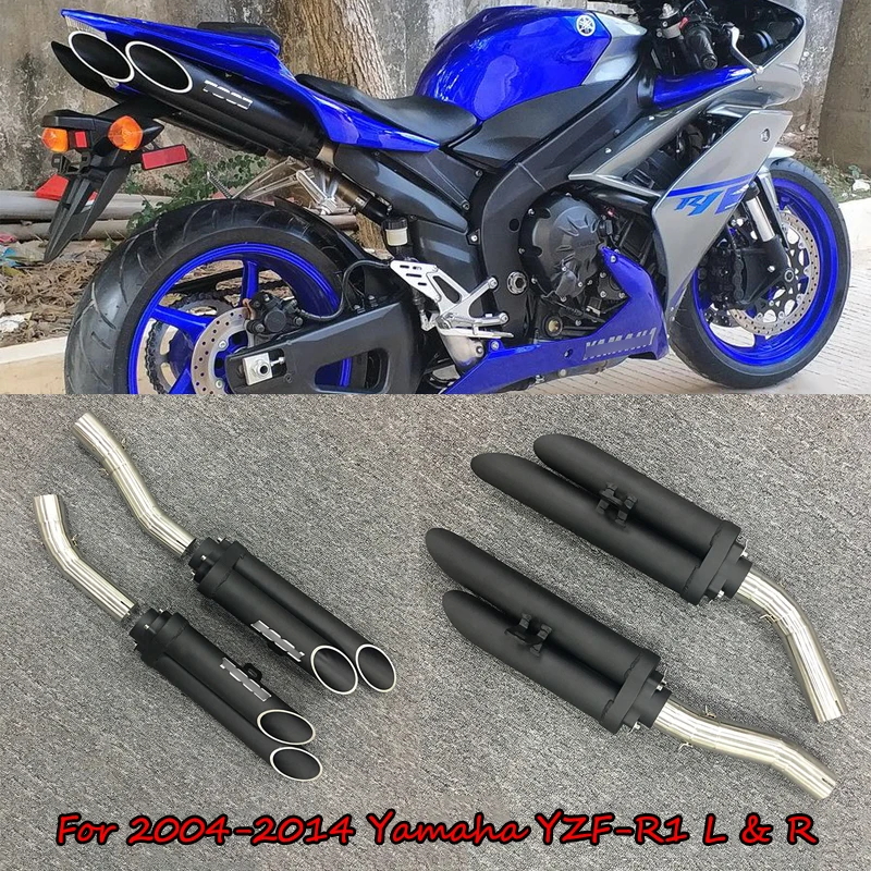 

For 2004-2006 2007-2008 2009-2014 Yamaha YZF-R1 Motorcycle Exhaust Pipe Left + Right Mid Link Elbow + 51 mm Tail Escape Baffle