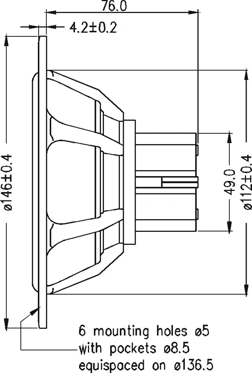 HF-173 HiFi динамики 5 дюймов СЧ блок/E0043M15CH002/6 Ом 88.5dB 200 Вт