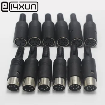 

1pcs/lot DIN 3/4/5/6/7/8 Male&Female Plug Socket Connector with Black Plastic Handle Adapter