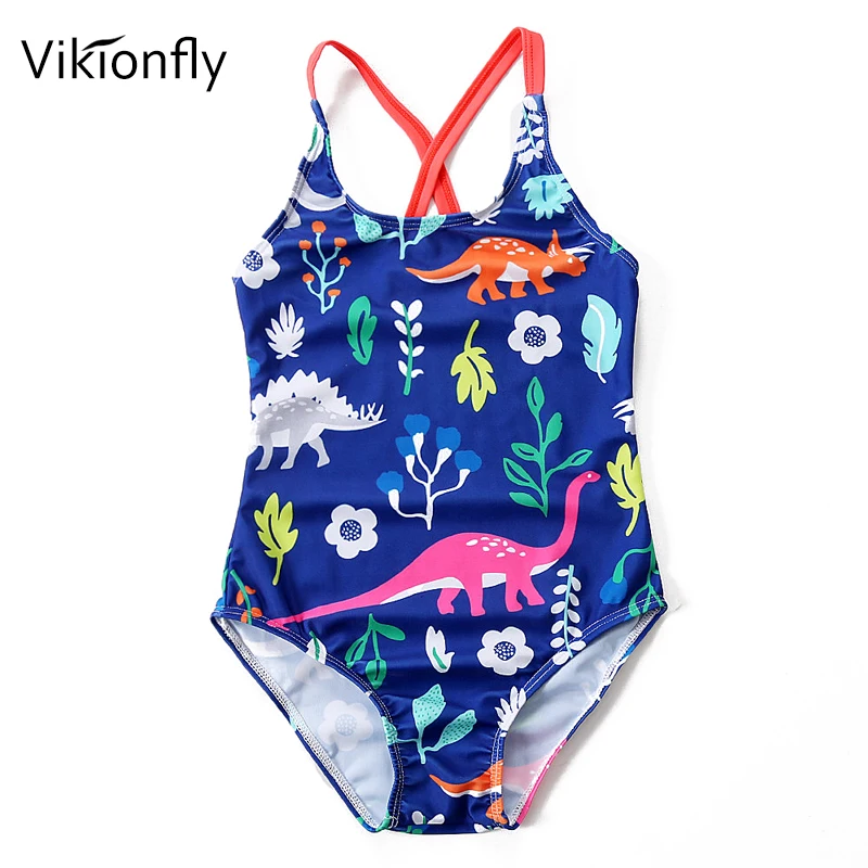 Vikionfly печатных животных Детские купальники для девочек одна деталь купальник 2019 летние пляжные милые детские спортивные ванный комплект