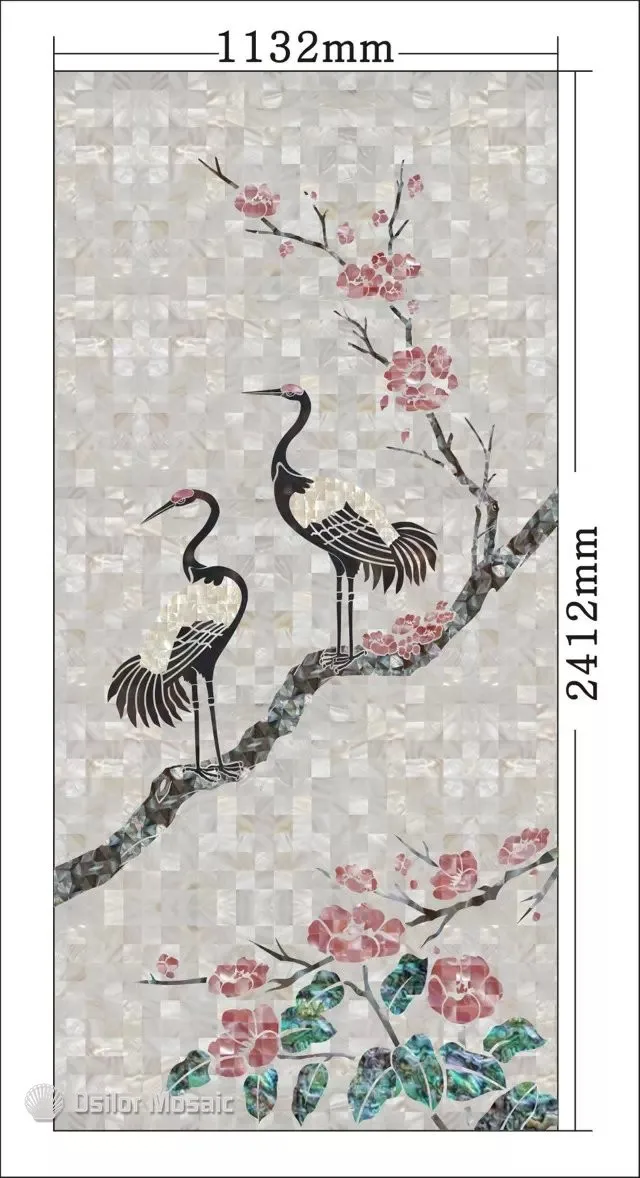 Индивидуальные ручной работы мозаичного искусства перламутровые мозаика Art фрески для интерьерные украшения дома цветок и птица узор