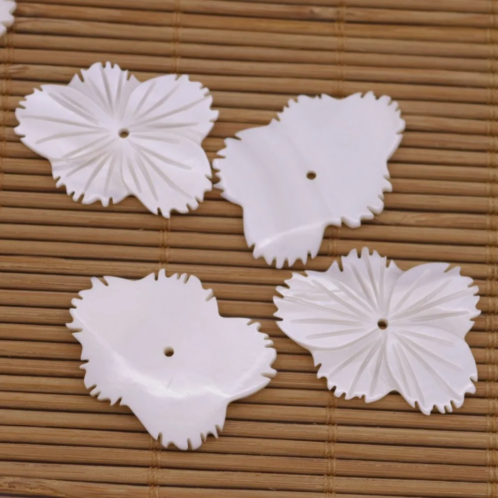

5PCS 22mmX31mm Freeform Flower Shell Natural White Mother of Pearl