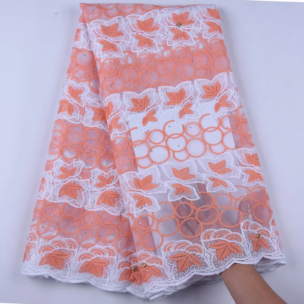 

Latest French Mesh Milk Silk Lace Fabric 2019 High Quality Soft Milk Silk Lace Fabric With Stones For Nigerian African Sew F1621
