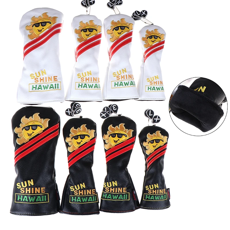 

4pcs/set Golf Driver Headcover PU Dustproof Golf Head Covers for #1 Driver #3 #5 Fairway Woods Clubs Headcovers