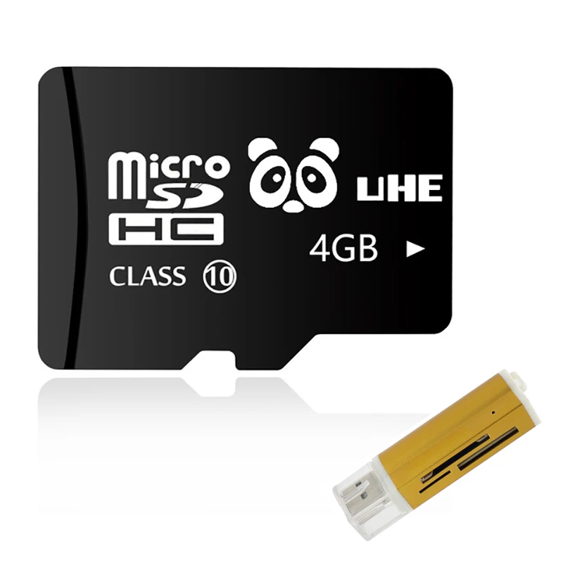 4GB Черный Microsd SD 32 Гб карта памяти 64 Гб tf карты 4 ГБ 8 ГБ 16 ГБ флэш microsd с кардридером мини подарок - Capacity: 4GB