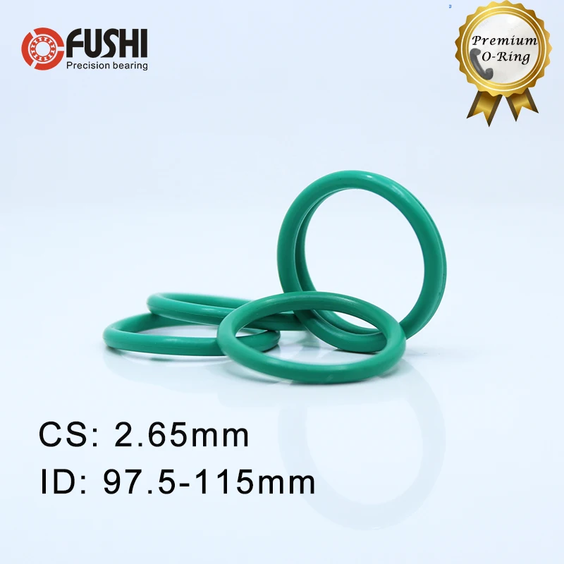 CS2.65mm FKM резиновое уплотнительное кольцо ID 97,5/100/103/106/109/112/115*2,65 мм 10 шт. колцеобразное уплотнение Фтор прокладка масляного уплотнения зеленый уплотнительное кольцо