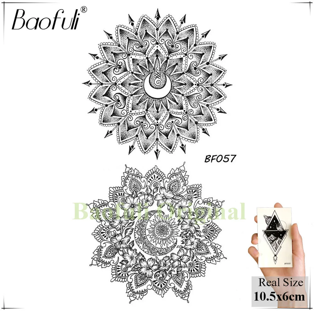 BBF057 Baofuli геометрические треугольные черные татуировки искусственный цветок Роза временные девушки татуировки боди-арт растение тату сексуальная спина рука грудь макияж - Цвет: BBF057