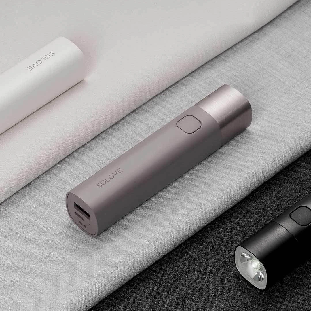 purple Xiaomi SOLOVE USB Электрический фонарь перезаряжаемый яркий фонарик 3000 мАч Внешний аккумулятор портативный мини светодиодный фонарь для наружного велосипеда - Цвет: purple