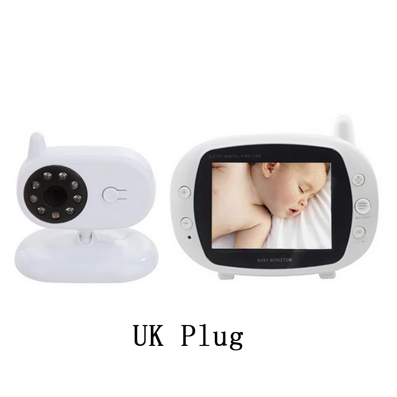 UK Plug 3,5 дюймовый ЖК-дисплей беспроводной видеоняня монитор наблюдения камера безопасности с 2 полосами аудио разговора ночного видения контроль температуры - Цвет: UK Plug