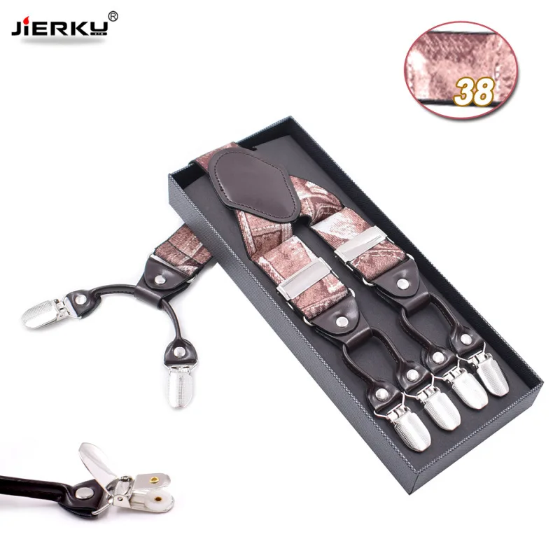 Зеленый JIERKU подтяжки мужские подтяжки 6 клипов на подтяжках модные брюки ремень отец/подарок для отца 3,5*120 см JK6C08222 - Цвет: Зеленый