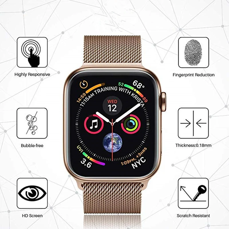 Защитная пленка для Apple watch 38 мм 42 мм 40 мм 44 мм iwatch series 4 3 2 1 Защитная мягкая полная крышка для Apple watch band(нет