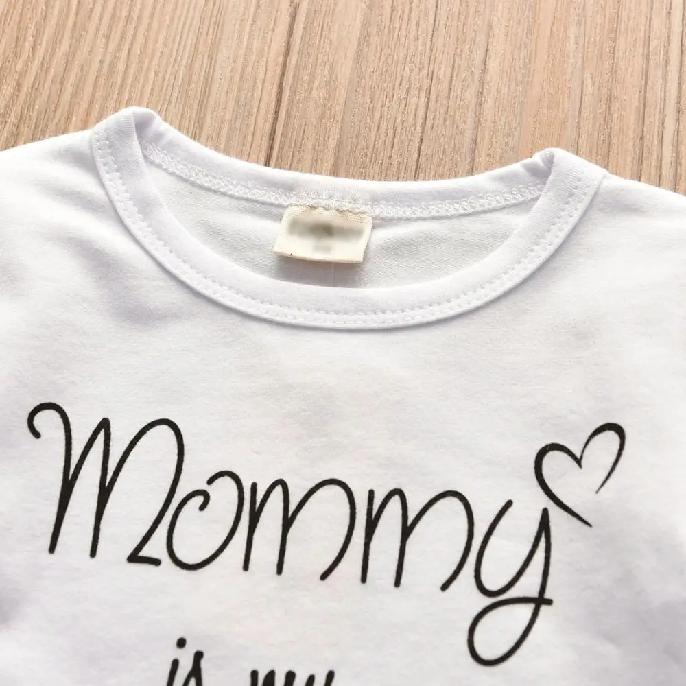 Одежда для маленьких девочек комплект из 3 предметов с надписью «Mommy is my idol», футболка с длинными рукавами+ штаны+ одежда для новорождённых с повязкой на голову