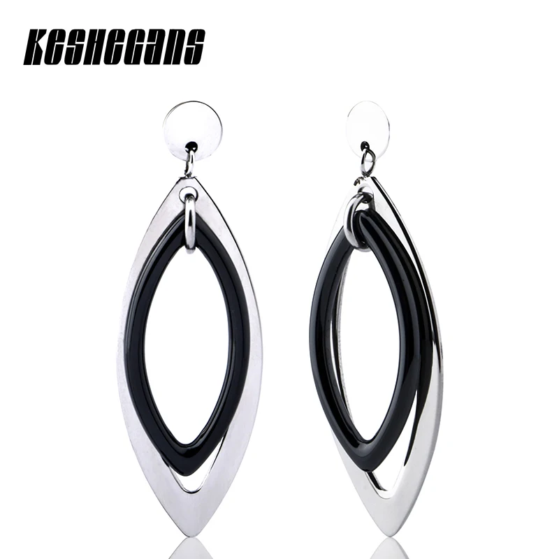 Свадебные серьги длинные Керамика Серьги для Для женщин Серебряный геометрические серьги с двойными овальный ювелирных изделий в богемном стиле рождественские подарки