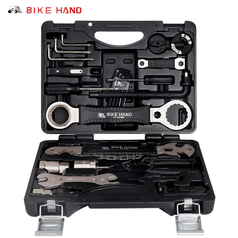 buy BIKEHAND YC 721 Bicycle Service Tool Kit 18 in 1 Box for Crank BB Bottom Bracket Hub Freewheel Pedal Spoke Chain Repair