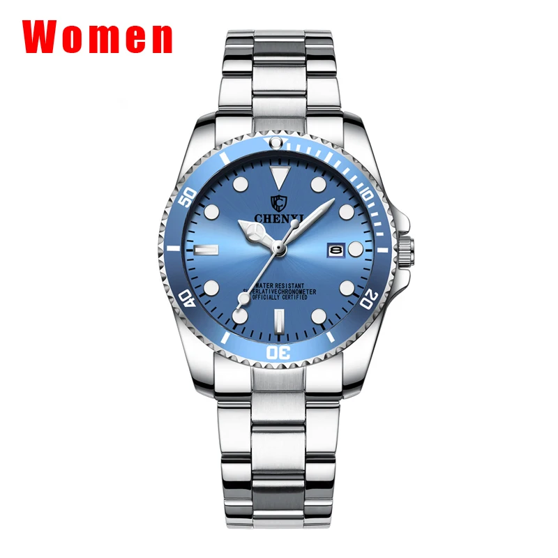 Light blue Dial CHENXI модные повседневные часы женские золотые Роскошные Кварцевые часы Женские часы с датой montre femme брендовые наручные часы новые xfcs - Цвет: Light blue Dial