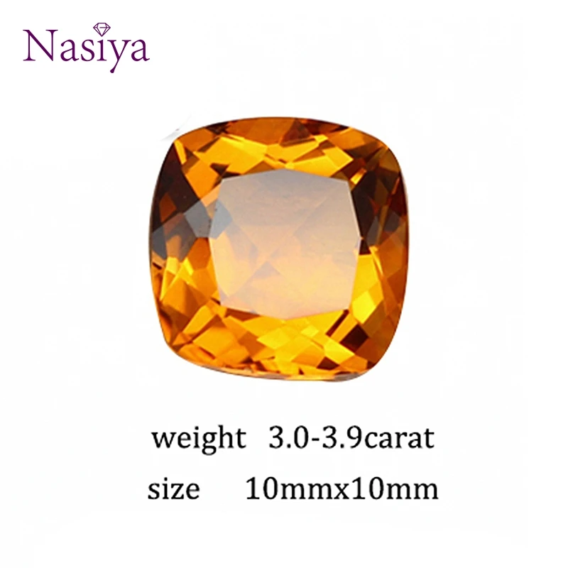 

3.0-3.9 Carat 10mm Natural Yellow Citrine Crystal Section Brazil Square Beads Loose stone Fit For DIY Fine Jewelry Making