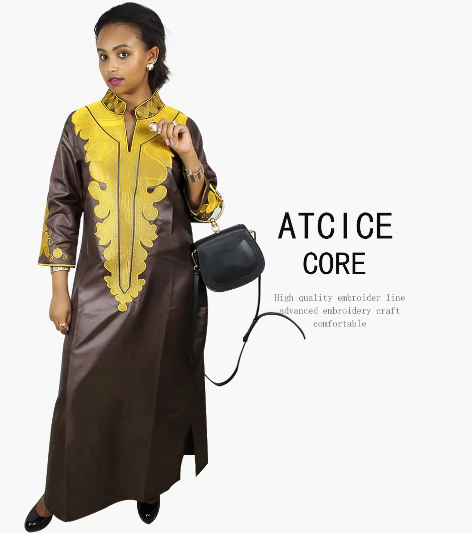 African Dresses For Women Dashiki  Dresses Bazin Riche Traditional African Clothing Long Sleeve For Ladies Without Scarf  LA018# african traditional attire