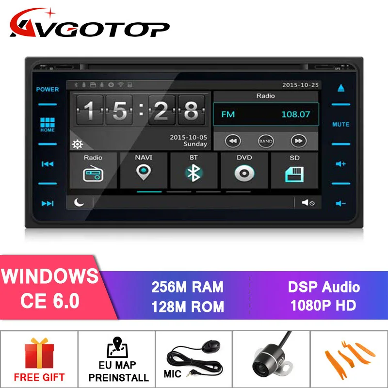 AVGOTOP Android 9 автомобильный DVD Радио Видео плеер для TOYOTA Corolla Hilux автомобиль 2G 16G gps аудио навигация Мультимедиа - Цвет: WINCE 6.0