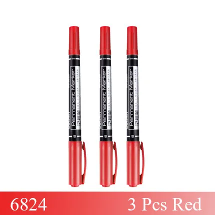 Балык 3 шт. Twin Tip перманентные Маркеры Fine Point черный, синий, с красными чернилами Марк ручки 0,5 мм-1 мм гладкой написание маркер школьные принадлежности - Цвет: red