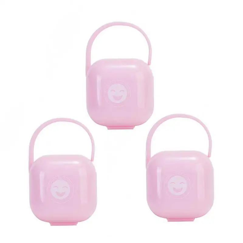 Pink 3 шт., коробка для хранения детских сосок, пустышка, Прорезыватель зубов для младенцев соска для младенца, пылезащитный чехол, портативная пустышка для новорожденных - Цвет: Pink